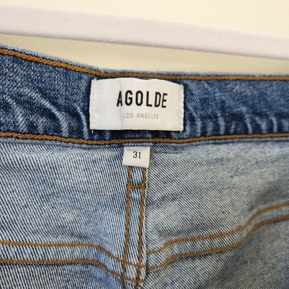AGOLDE Toni Mid Rise Straight Jeans Medium Wash Cotton Blend Size 31 - Picture 7 of 8